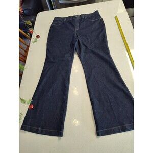 SPANX Womens 2X 2T Bootcut Jeans Raw Indigo Pull On Dark Wash Wide Leg Classic